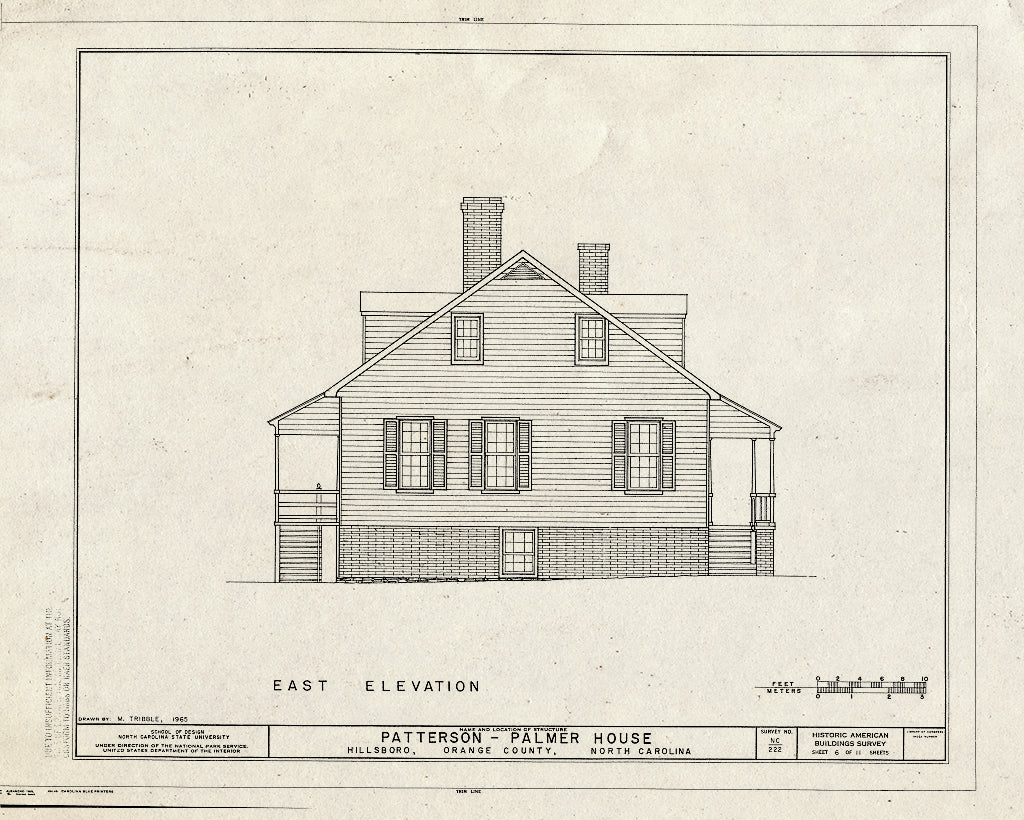 Historic Pictoric : Blueprint HABS NC,68-HILBO,12- (Sheet 6 of 11) - Palmer House, 173 West Margaret Lane, Hillsborough, Orange County, NC