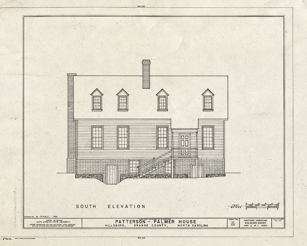 Historic Pictoric : Blueprint HABS NC,68-HILBO,12- (Sheet 8 of 11) - Palmer House, 173 West Margaret Lane, Hillsborough, Orange County, NC