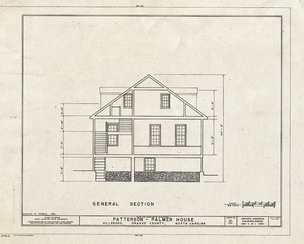 Historic Pictoric : Blueprint HABS NC,68-HILBO,12- (Sheet 9 of 11) - Palmer House, 173 West Margaret Lane, Hillsborough, Orange County, NC