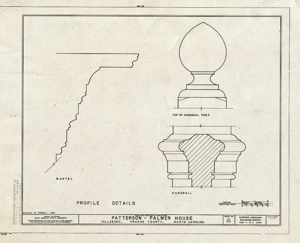 Historic Pictoric : Blueprint HABS NC,68-HILBO,12- (Sheet 11 of 11) - Palmer House, 173 West Margaret Lane, Hillsborough, Orange County, NC