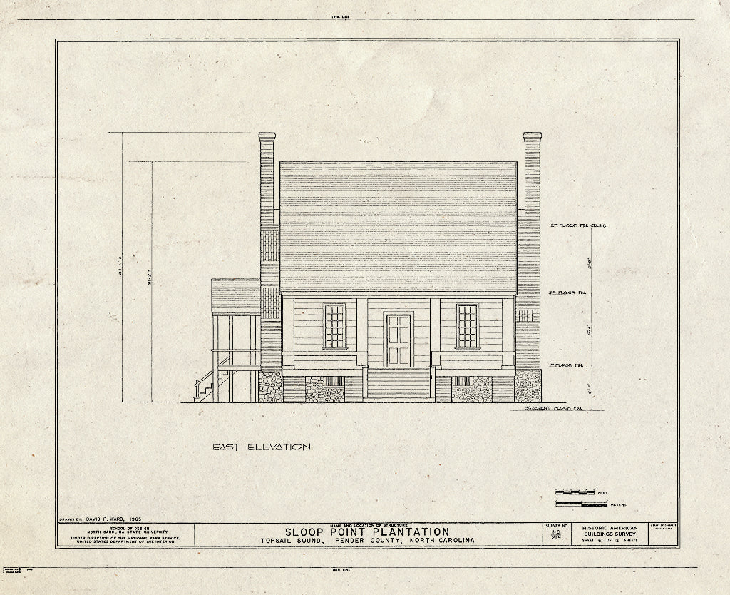 Historic Pictoric : Blueprint HABS NC,71-HOL.V,1- (Sheet 6 of 12) - Sloop Point Plantation, U.S. Route 17, Holly Ridge Vicinity, Topsail Beach, Pender County, NC