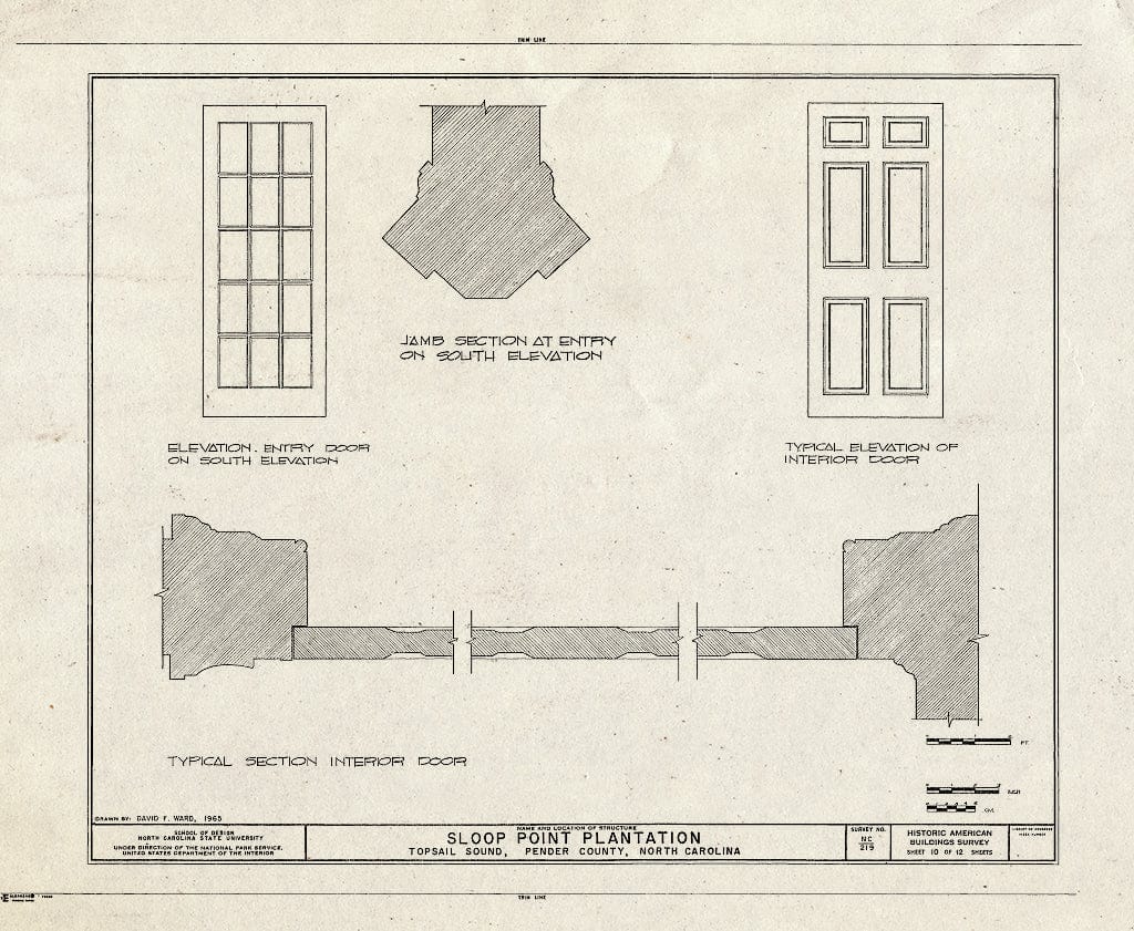 Historic Pictoric : Blueprint HABS NC,71-HOL.V,1- (Sheet 10 of 12) - Sloop Point Plantation, U.S. Route 17, Holly Ridge Vicinity, Topsail Beach, Pender County, NC