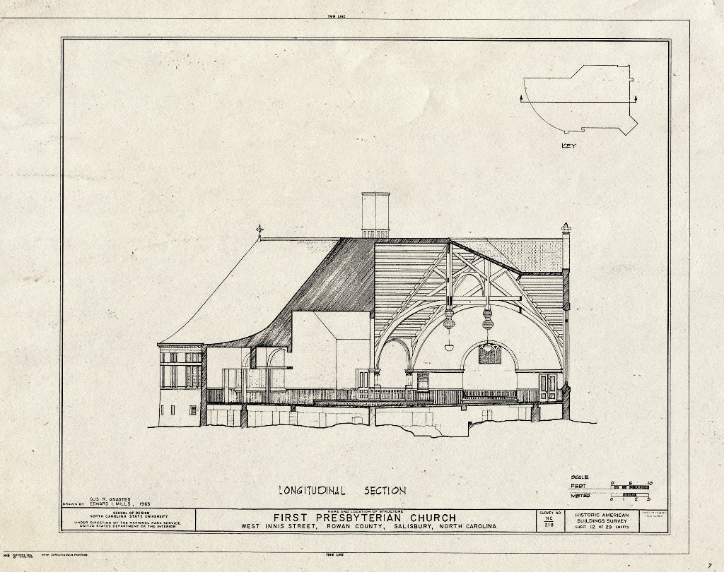 Historic Pictoric : Blueprint HABS NC,80-SALB,5- (Sheet 12 of 29) - First Presbyterian Church, West Innis & Jackson Streets, Salisbury, Rowan County, NC