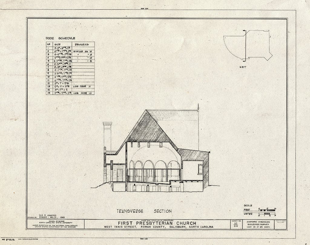 Historic Pictoric : Blueprint HABS NC,80-SALB,5- (Sheet 13 of 29) - First Presbyterian Church, West Innis & Jackson Streets, Salisbury, Rowan County, NC
