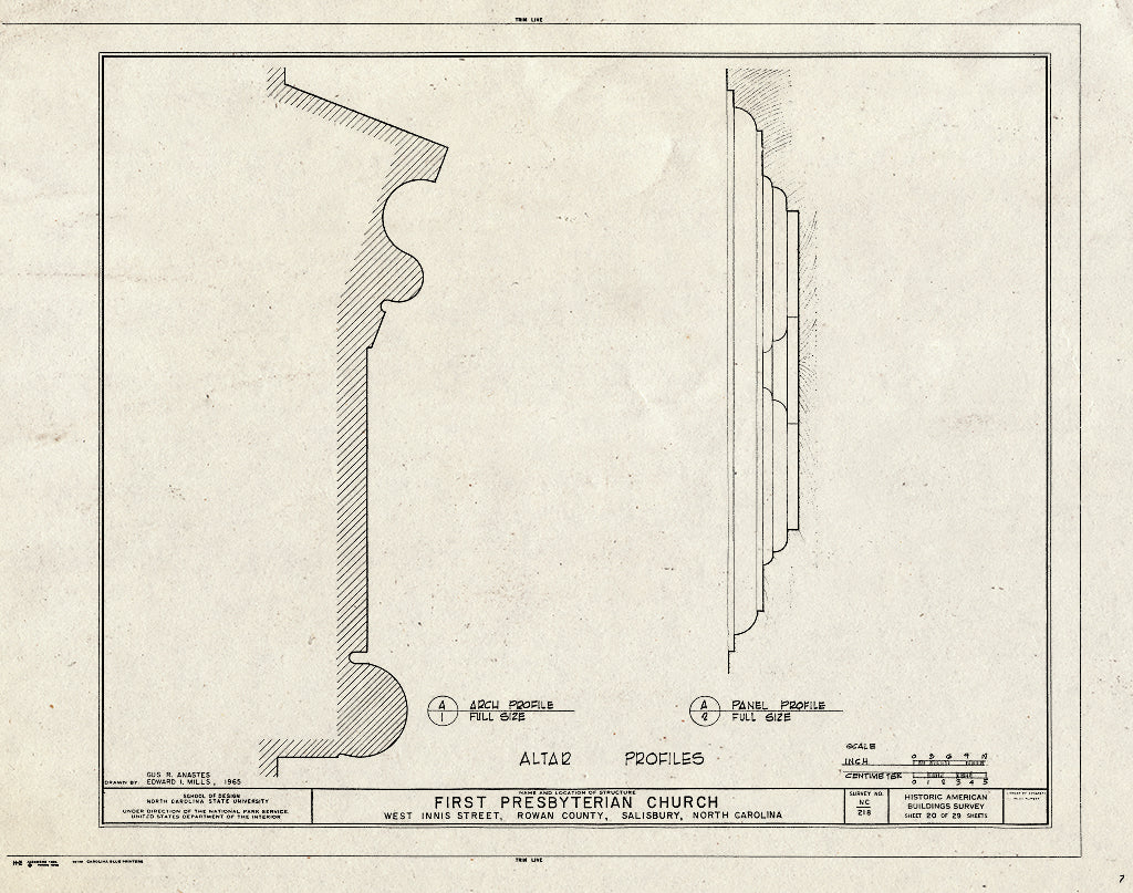 Historic Pictoric : Blueprint HABS NC,80-SALB,5- (Sheet 20 of 29) - First Presbyterian Church, West Innis & Jackson Streets, Salisbury, Rowan County, NC