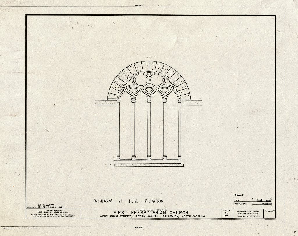 Historic Pictoric : Blueprint HABS NC,80-SALB,5- (Sheet 22 of 29) - First Presbyterian Church, West Innis & Jackson Streets, Salisbury, Rowan County, NC
