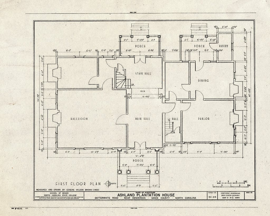 Historic Pictoric : Blueprint HABS NC,91-HEND.V,1- (Sheet 3 of 8) - Ashland Plantation House, Satterwhite Road, Henderson, Vance County, NC