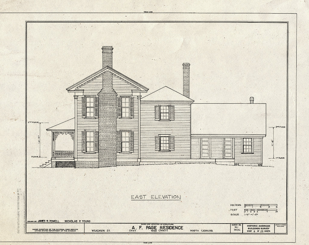 Historic Pictoric : Blueprint HABS NC,92-Cary,1- (Sheet 8 of 23) - A. T. Page House, Wilkenson Street, Cary, Wake County, NC
