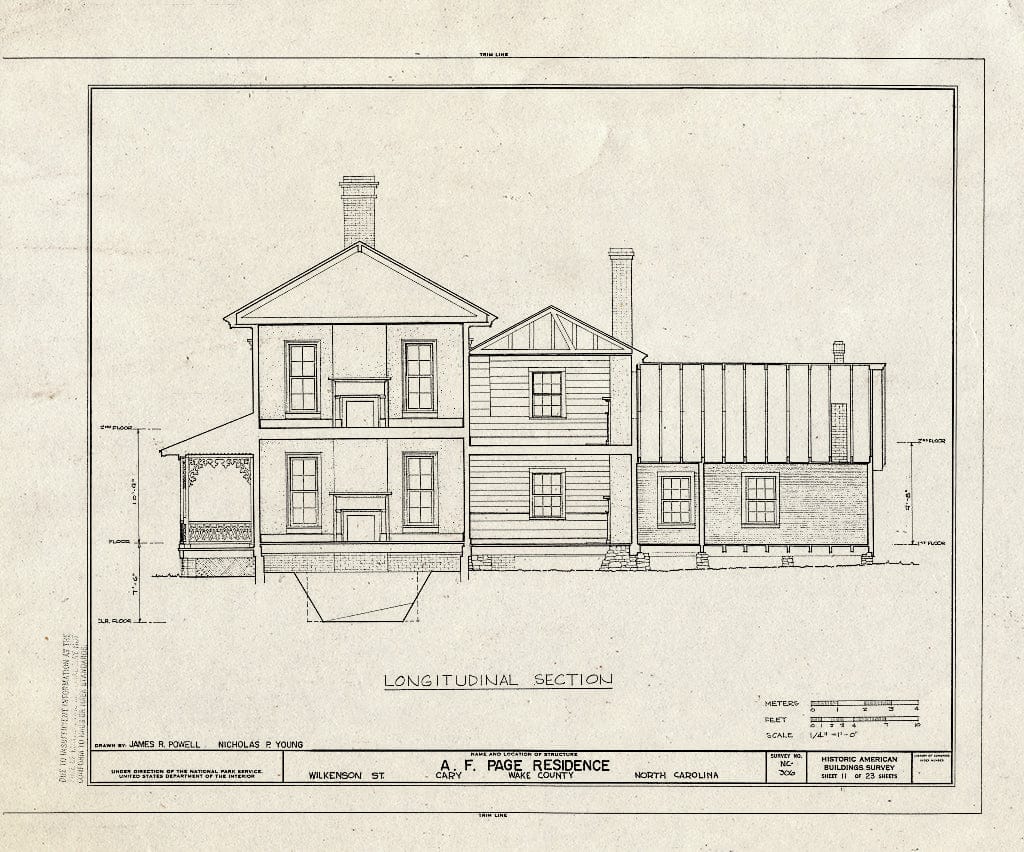 Historic Pictoric : Blueprint HABS NC,92-Cary,1- (Sheet 11 of 23) - A. T. Page House, Wilkenson Street, Cary, Wake County, NC