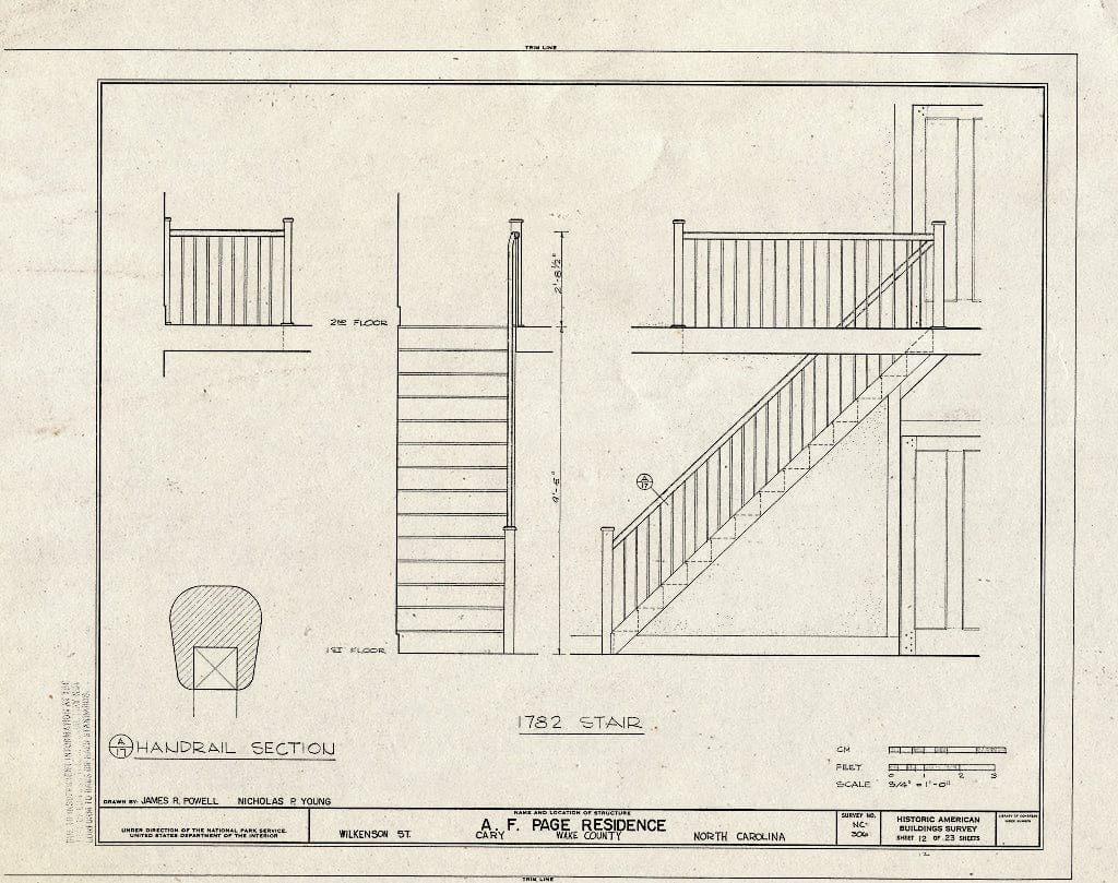 Historic Pictoric : Blueprint HABS NC,92-Cary,1- (Sheet 12 of 23) - A. T. Page House, Wilkenson Street, Cary, Wake County, NC