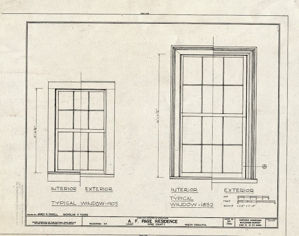 Historic Pictoric : Blueprint HABS NC,92-Cary,1- (Sheet 16 of 23) - A. T. Page House, Wilkenson Street, Cary, Wake County, NC