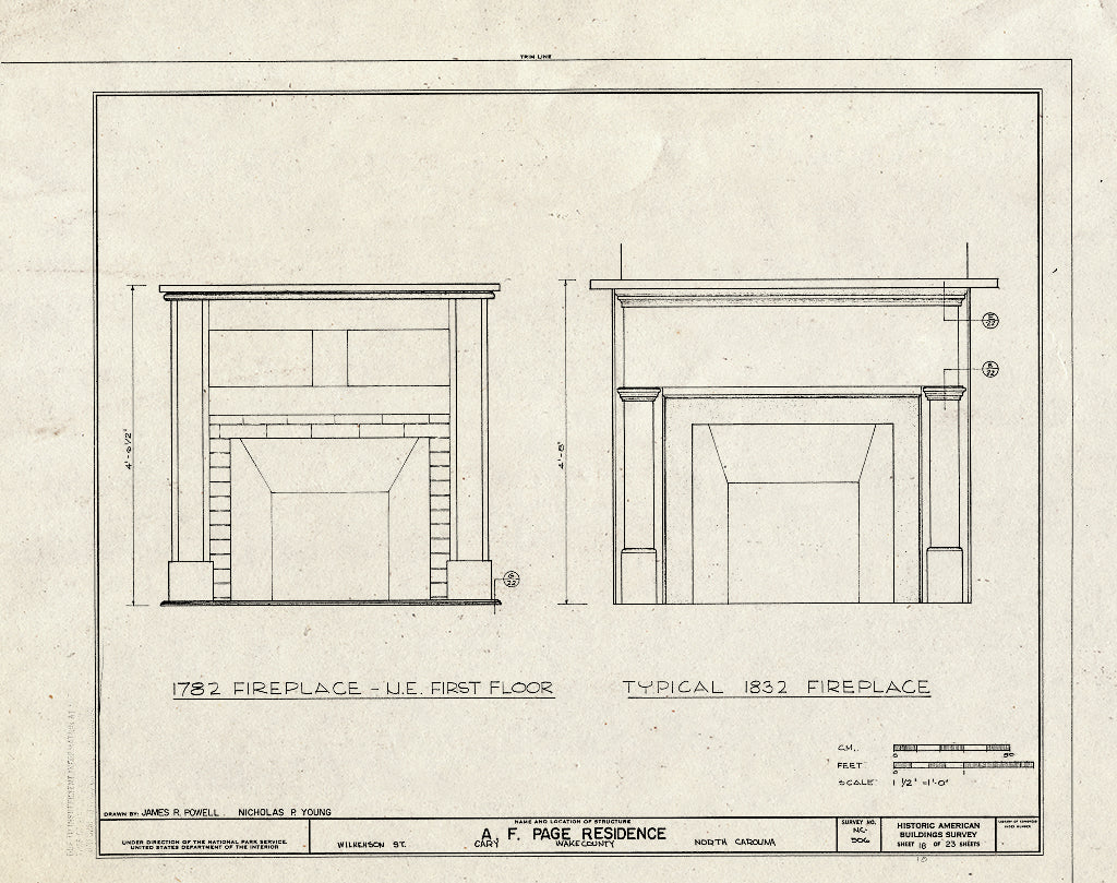 Historic Pictoric : Blueprint HABS NC,92-Cary,1- (Sheet 18 of 23) - A. T. Page House, Wilkenson Street, Cary, Wake County, NC