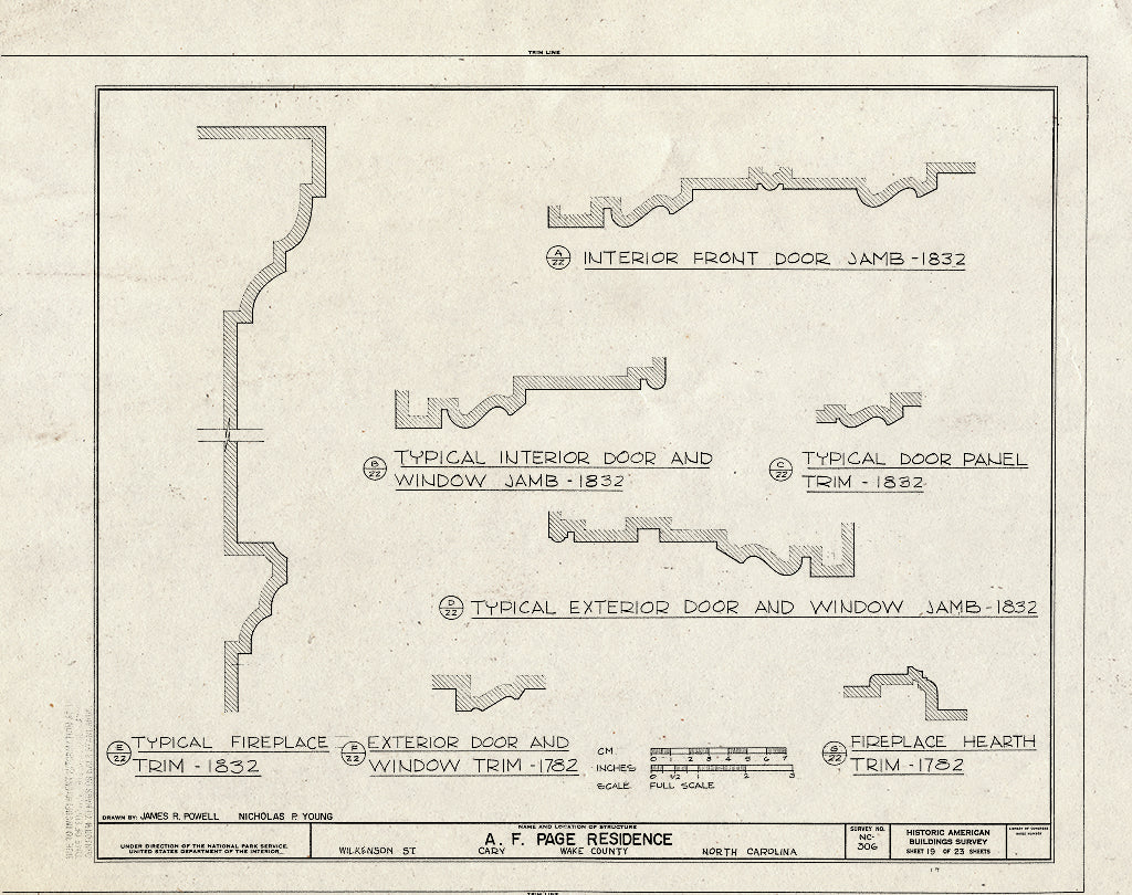 Historic Pictoric : Blueprint HABS NC,92-Cary,1- (Sheet 19 of 23) - A. T. Page House, Wilkenson Street, Cary, Wake County, NC
