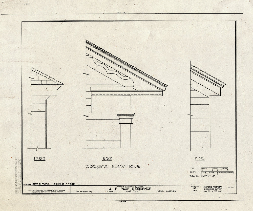 Historic Pictoric : Blueprint HABS NC,92-Cary,1- (Sheet 23 of 23) - A. T. Page House, Wilkenson Street, Cary, Wake County, NC
