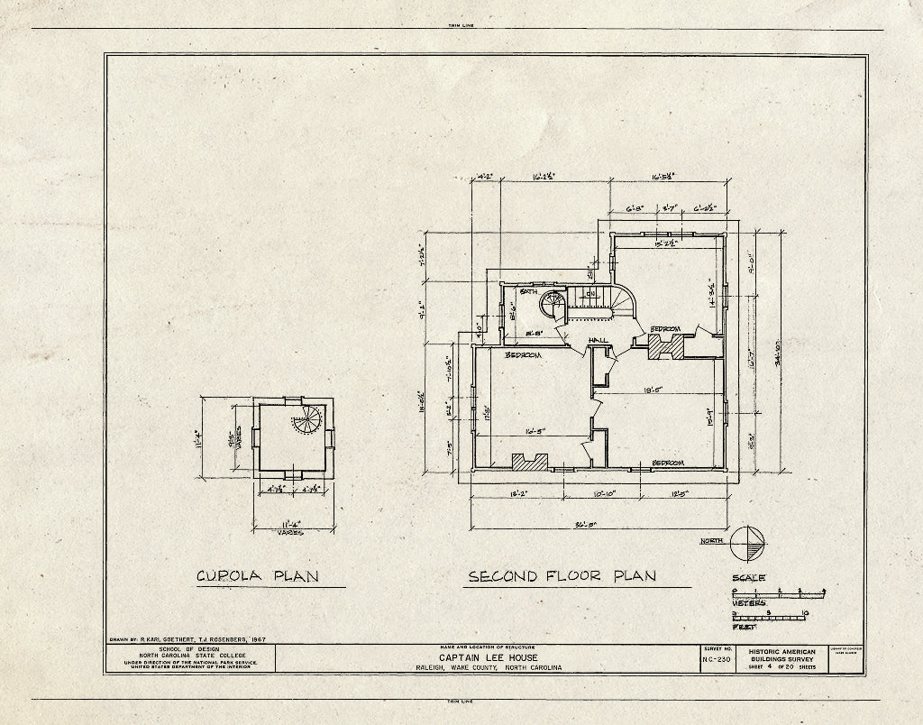 Historic Pictoric : Blueprint HABS NC,92-RAL,9- (Sheet 4 of 20) - Captain Lee House, 503 East Jones Street, Raleigh, Wake County, NC