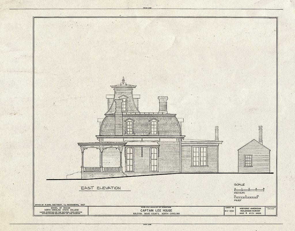 Historic Pictoric : Blueprint HABS NC,92-RAL,9- (Sheet 6 of 20) - Captain Lee House, 503 East Jones Street, Raleigh, Wake County, NC