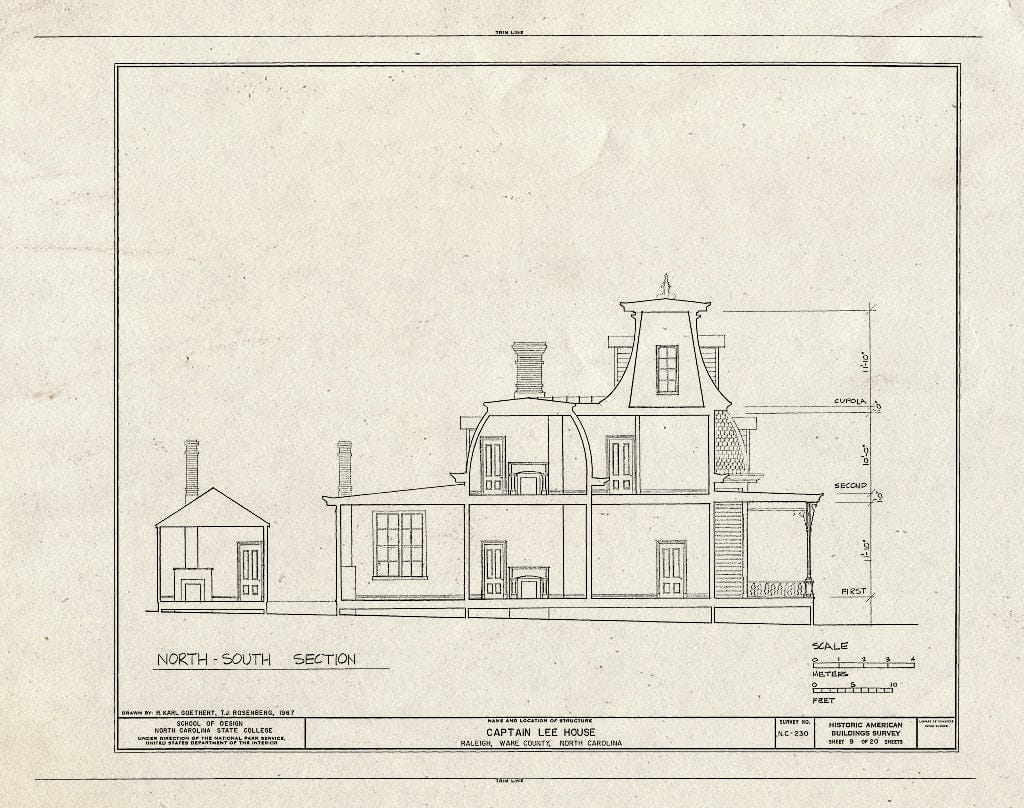 Historic Pictoric : Blueprint HABS NC,92-RAL,9- (Sheet 9 of 20) - Captain Lee House, 503 East Jones Street, Raleigh, Wake County, NC