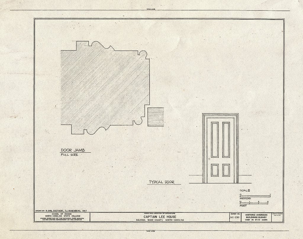 Historic Pictoric : Blueprint HABS NC,92-RAL,9- (Sheet 14 of 20) - Captain Lee House, 503 East Jones Street, Raleigh, Wake County, NC