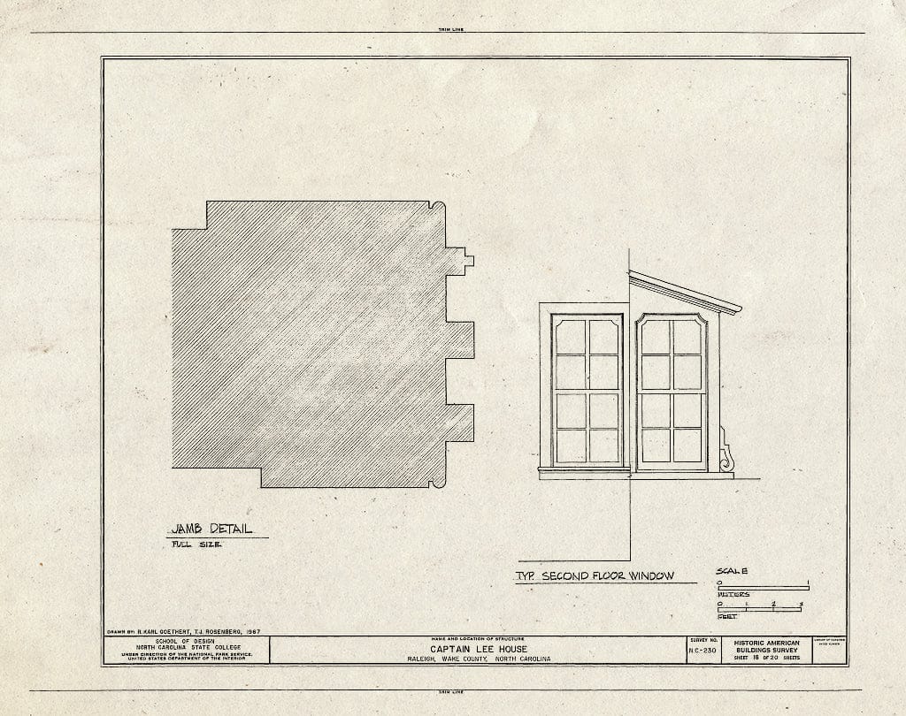 Historic Pictoric : Blueprint HABS NC,92-RAL,9- (Sheet 16 of 20) - Captain Lee House, 503 East Jones Street, Raleigh, Wake County, NC