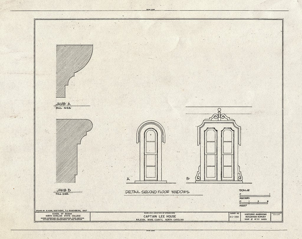 Historic Pictoric : Blueprint HABS NC,92-RAL,9- (Sheet 17 of 20) - Captain Lee House, 503 East Jones Street, Raleigh, Wake County, NC