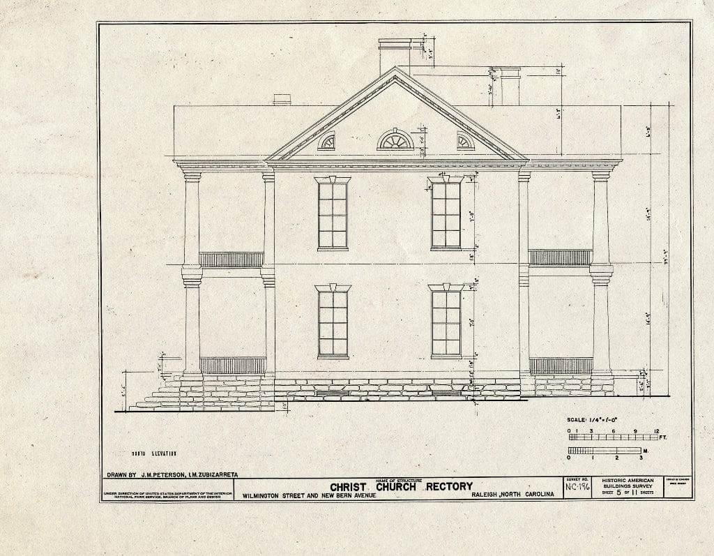 Historic Pictoric : Blueprint HABS NC,92-RAL,6- (Sheet 5 of 11) - Christ Church Rectory, Wilmington Street & New Bern Avenue, Raleigh, Wake County, NC