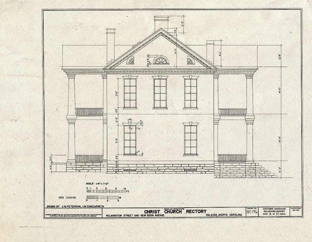 Historic Pictoric : Blueprint HABS NC,92-RAL,6- (Sheet 6 of 11) - Christ Church Rectory, Wilmington Street & New Bern Avenue, Raleigh, Wake County, NC