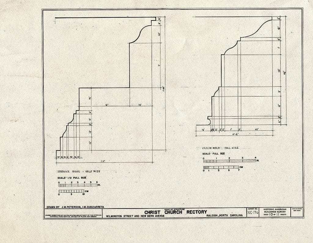Historic Pictoric : Blueprint HABS NC,92-RAL,6- (Sheet 10 of 11) - Christ Church Rectory, Wilmington Street & New Bern Avenue, Raleigh, Wake County, NC