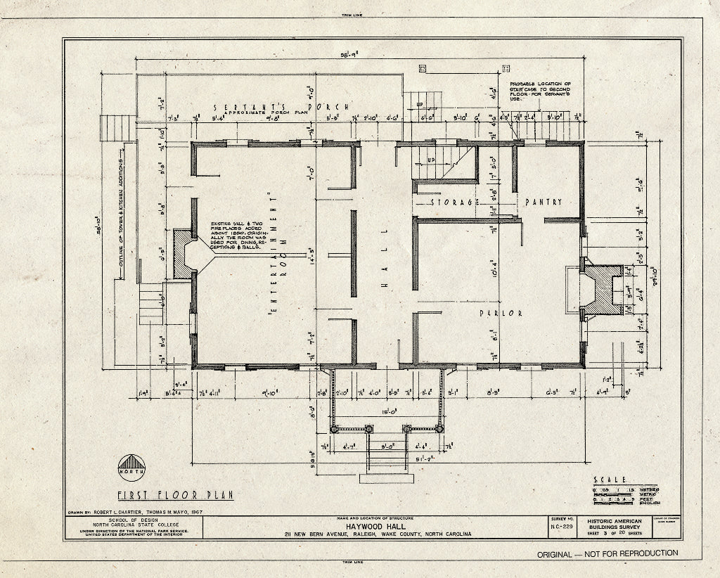 Historic Pictoric : Blueprint HABS NC,92-RAL,8- (Sheet 3 of 20) - Haywood Hall, 211 New Bern Avenue, Raleigh, Wake County, NC