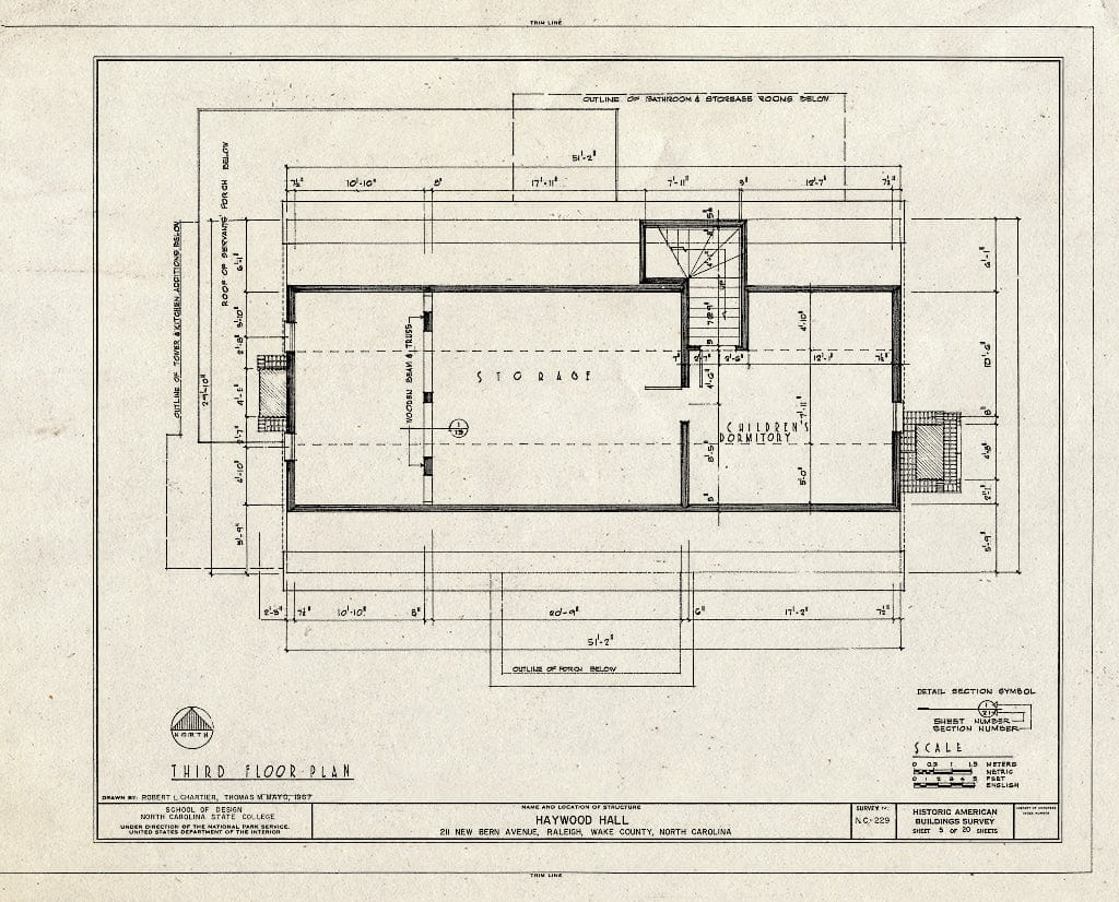 Historic Pictoric : Blueprint HABS NC,92-RAL,8- (Sheet 5 of 20) - Haywood Hall, 211 New Bern Avenue, Raleigh, Wake County, NC