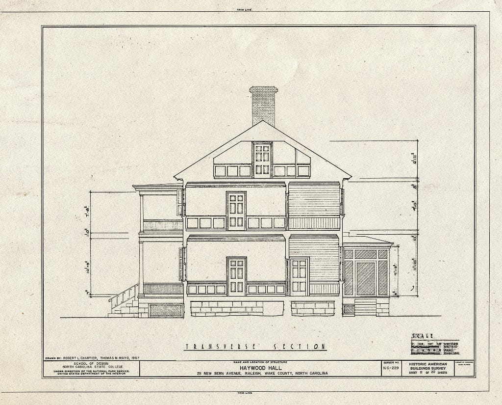 Historic Pictoric : Blueprint HABS NC,92-RAL,8- (Sheet 11 of 20) - Haywood Hall, 211 New Bern Avenue, Raleigh, Wake County, NC