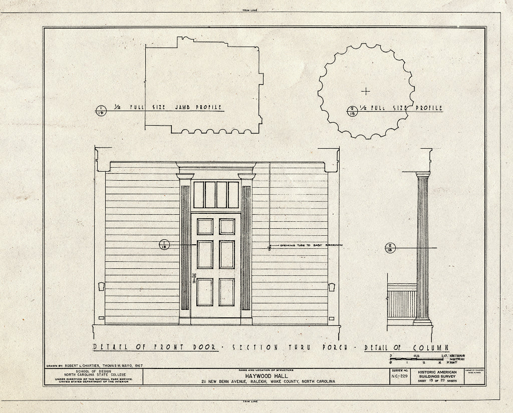 Historic Pictoric : Blueprint HABS NC,92-RAL,8- (Sheet 13 of 20) - Haywood Hall, 211 New Bern Avenue, Raleigh, Wake County, NC