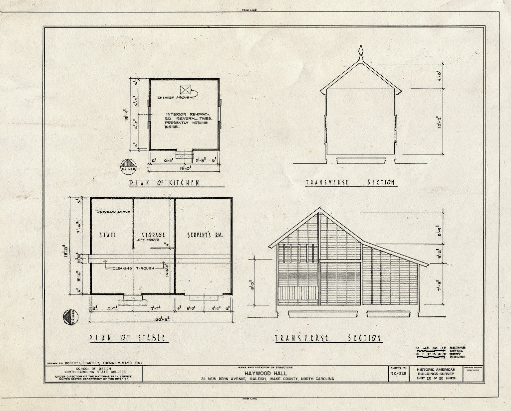 Historic Pictoric : Blueprint HABS NC,92-RAL,8- (Sheet 20 of 20) - Haywood Hall, 211 New Bern Avenue, Raleigh, Wake County, NC