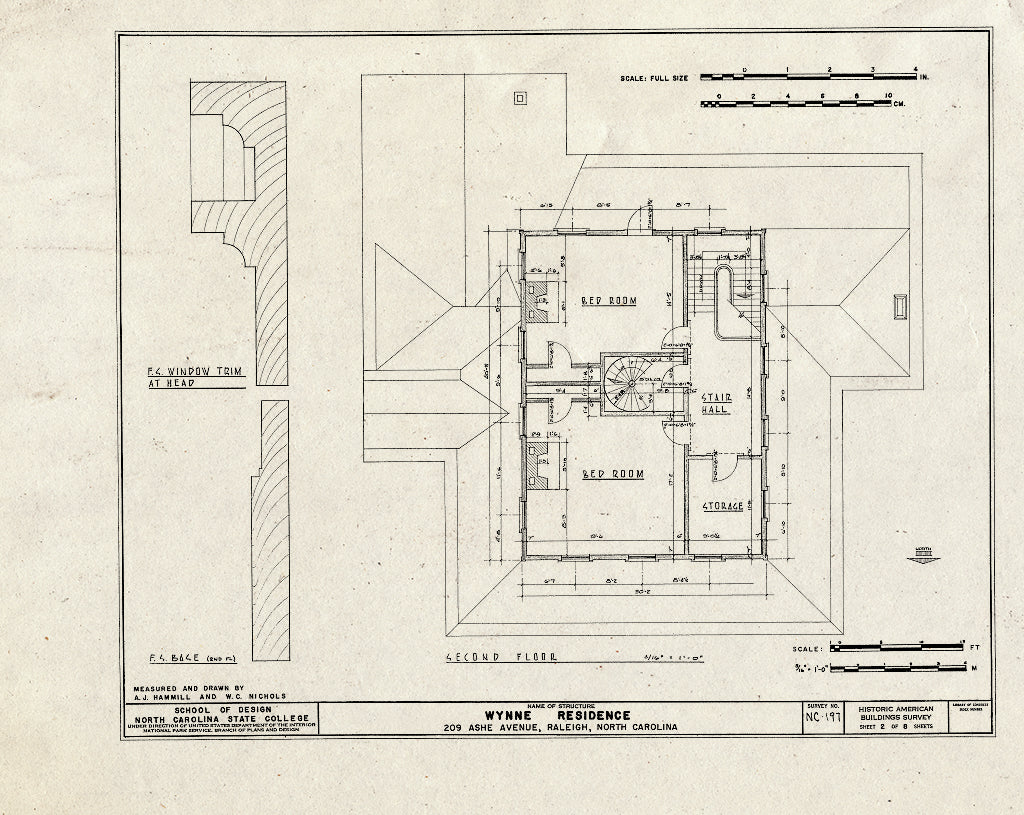 Historic Pictoric : Blueprint HABS NC,92-RAL,7- (Sheet 2 of 8) - Wynne House, 209 Ashe Avenue, Raleigh, Wake County, NC