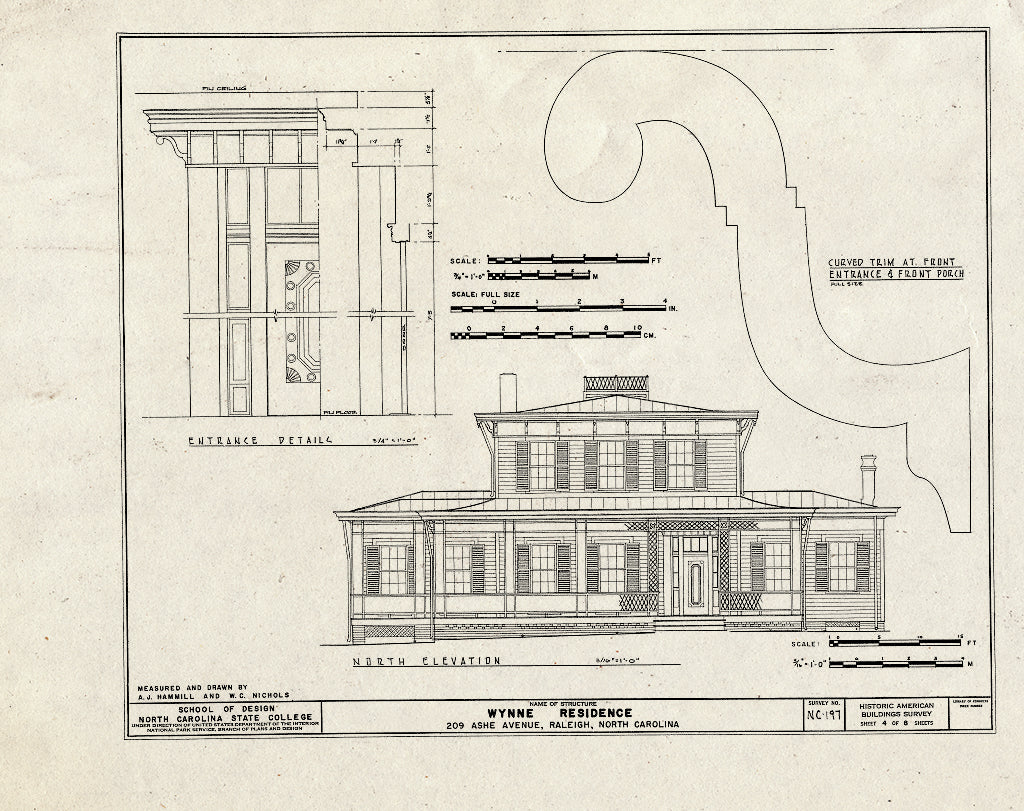 Historic Pictoric : Blueprint HABS NC,92-RAL,7- (Sheet 4 of 8) - Wynne House, 209 Ashe Avenue, Raleigh, Wake County, NC