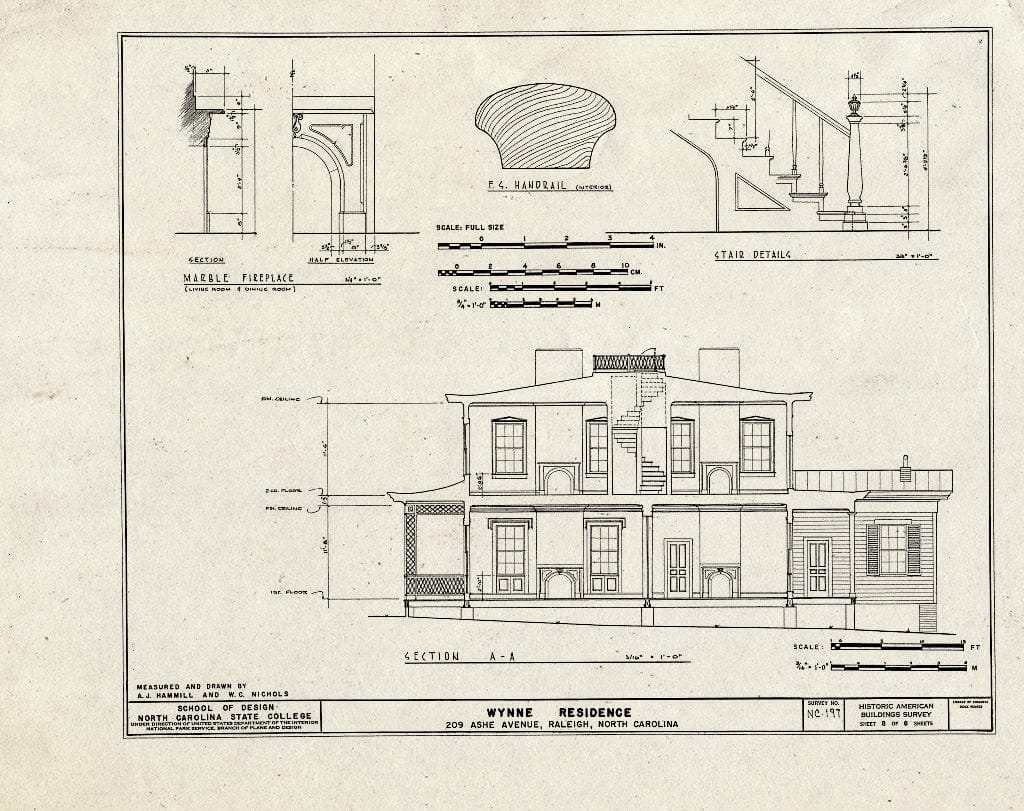 Historic Pictoric : Blueprint HABS NC,92-RAL,7- (Sheet 8 of 8) - Wynne House, 209 Ashe Avenue, Raleigh, Wake County, NC