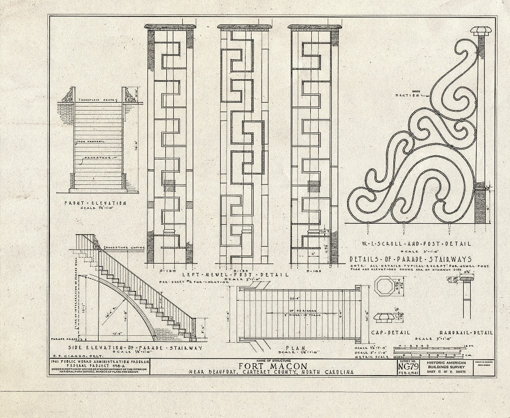 Historic Pictoric : Blueprint HABS NC,16-BEAUF.V,1- (Sheet 11 of 11) - Fort Macon, Bogue Point on Fort Macon Road, Beaufort, Carteret County, NC