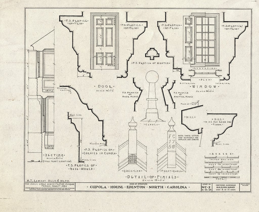 Historic Pictoric : Blueprint HABS NC,21-EDET,3- (Sheet 8 of 14) - Cupola House, 408 South Broad Street, Edenton, Chowan County, NC