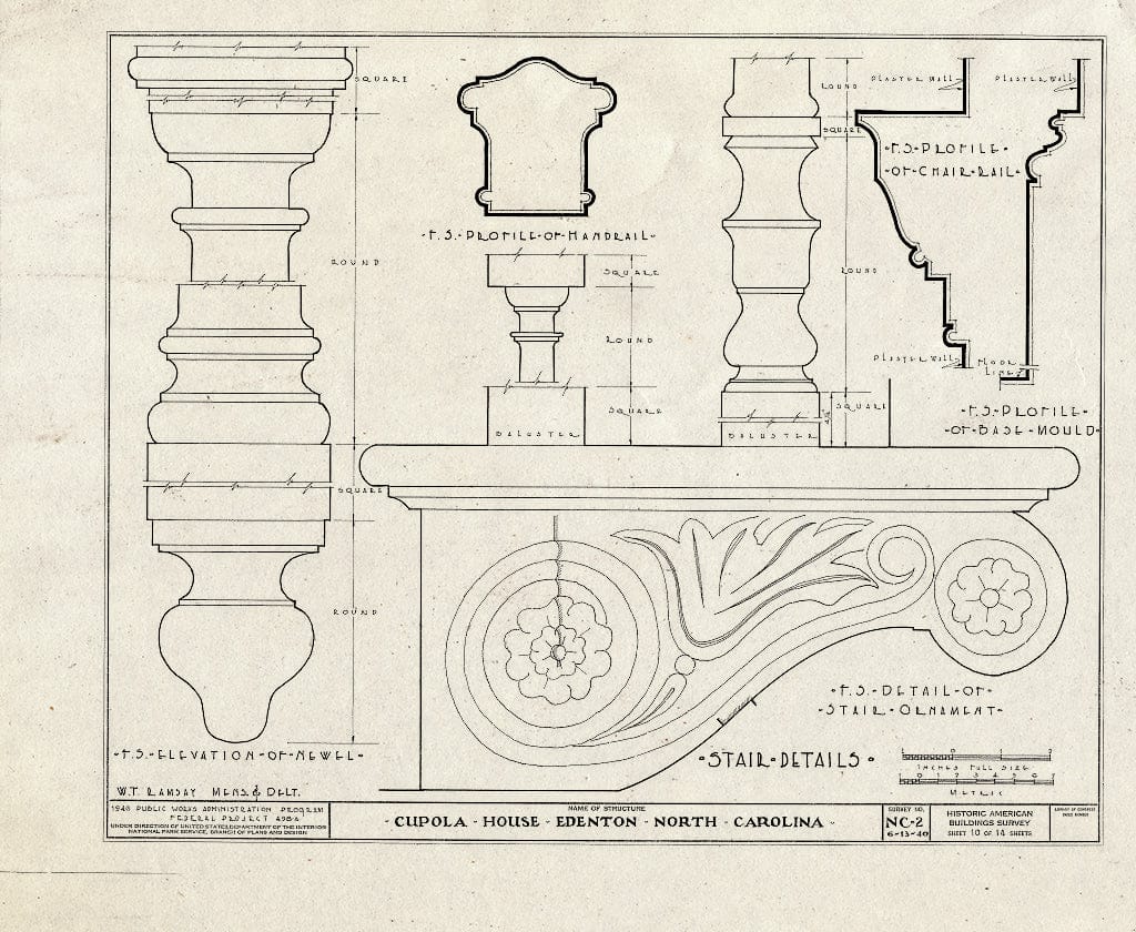 Historic Pictoric : Blueprint HABS NC,21-EDET,3- (Sheet 10 of 14) - Cupola House, 408 South Broad Street, Edenton, Chowan County, NC