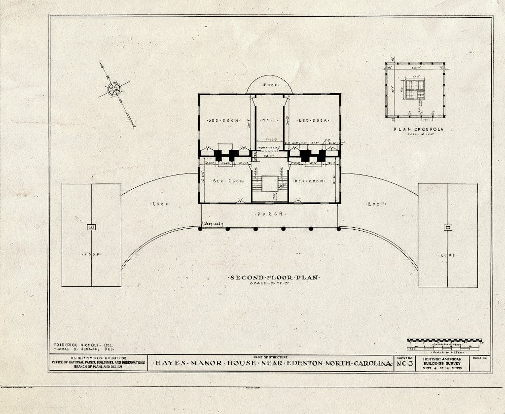 Historic Pictoric : Blueprint HABS NC,21-EDET.V,1- (Sheet 4 of 17) - Hayes Manor, East Water Street Vicinity, Edenton, Chowan County, NC