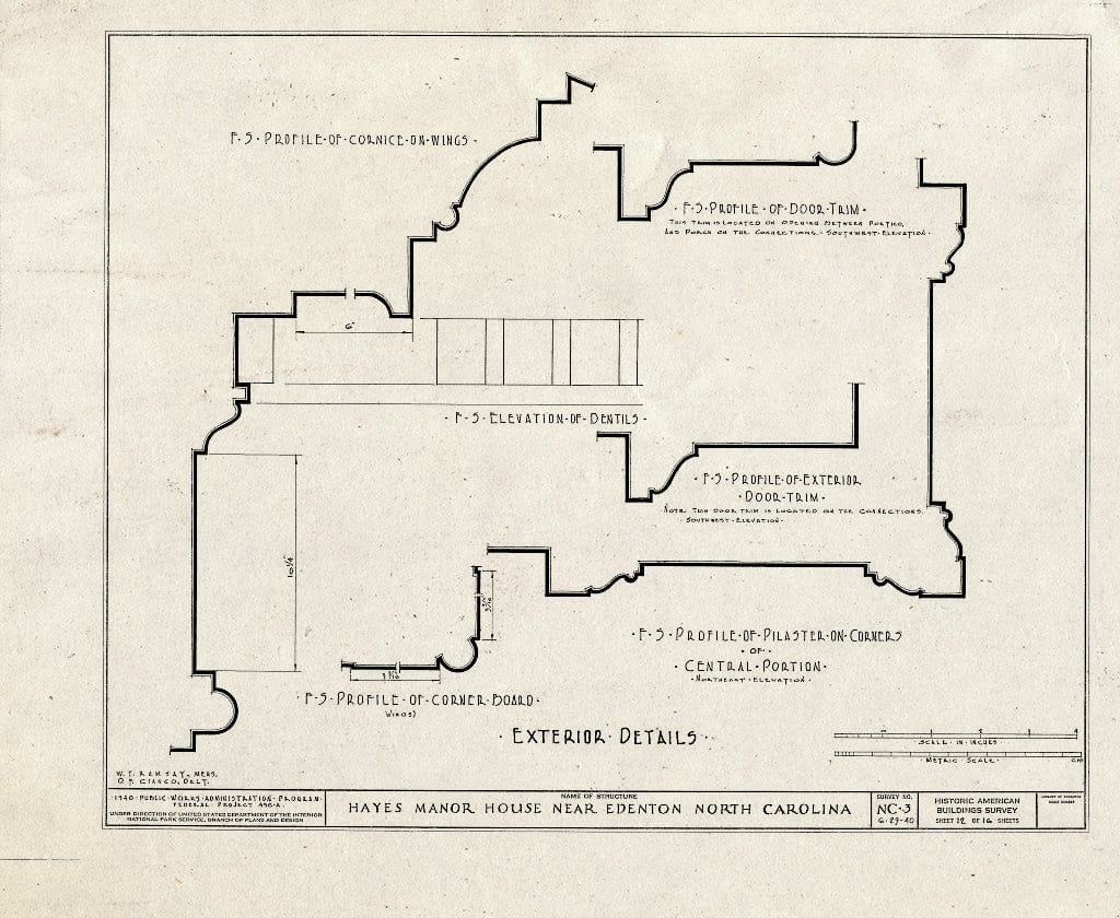 Historic Pictoric : Blueprint HABS NC,21-EDET.V,1- (Sheet 12 of 17) - Hayes Manor, East Water Street Vicinity, Edenton, Chowan County, NC