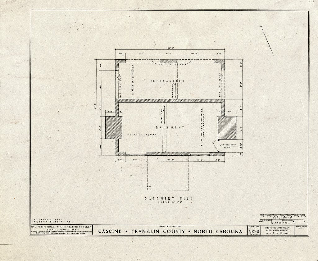 Historic Pictoric : Blueprint HABS NC,35-LOUBU.V,1- (Sheet 1 of 12) - Cascine, State Route 1702, Louisburg, Franklin County, NC