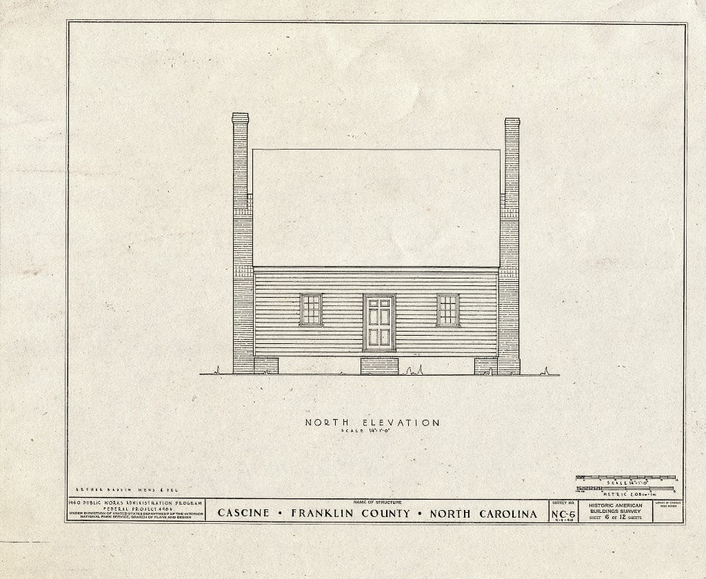Historic Pictoric : Blueprint HABS NC,35-LOUBU.V,1- (Sheet 6 of 12) - Cascine, State Route 1702, Louisburg, Franklin County, NC