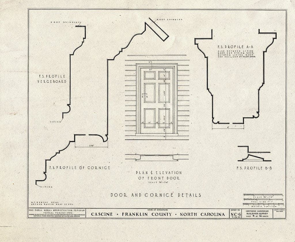 Historic Pictoric : Blueprint HABS NC,35-LOUBU.V,1- (Sheet 8 of 12) - Cascine, State Route 1702, Louisburg, Franklin County, NC