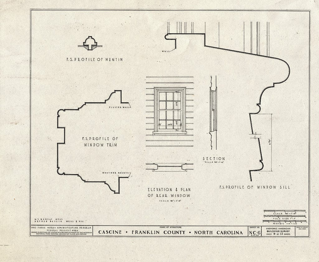 Historic Pictoric : Blueprint HABS NC,35-LOUBU.V,1- (Sheet 9 of 12) - Cascine, State Route 1702, Louisburg, Franklin County, NC
