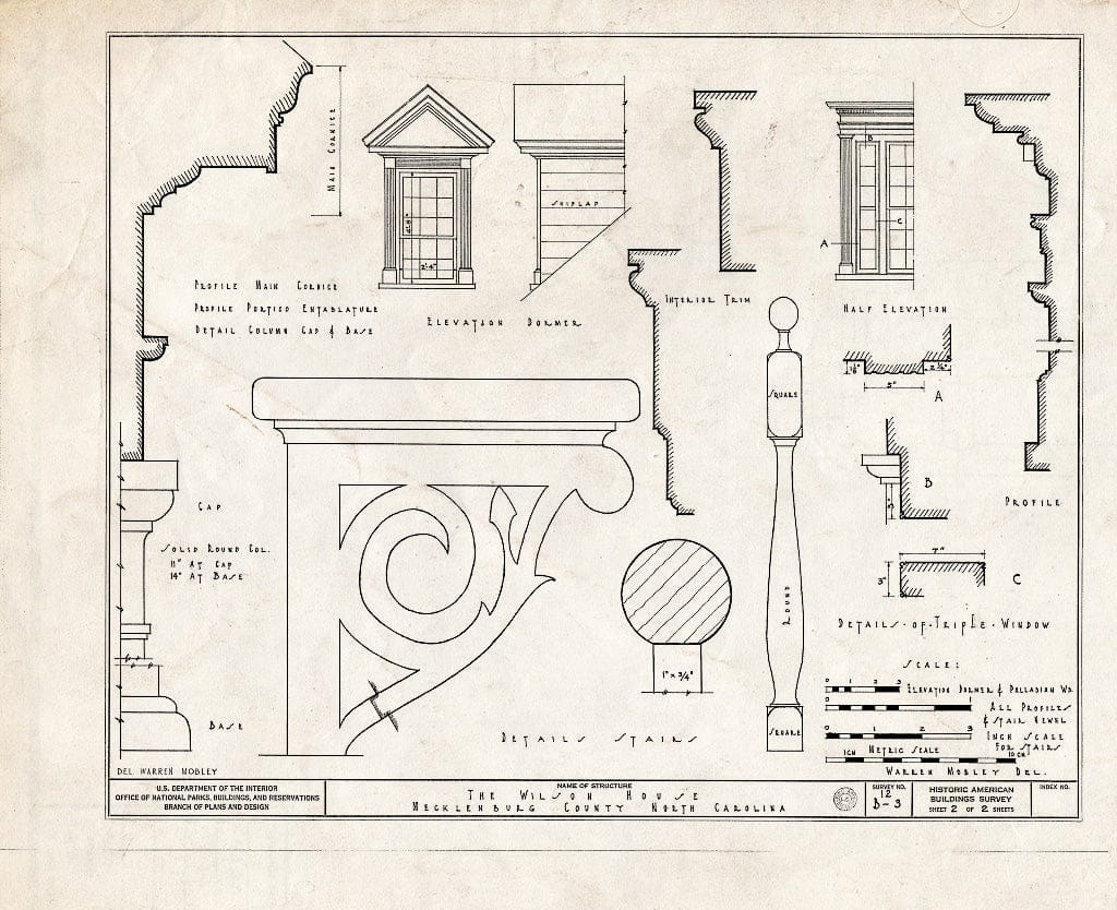 Historic Pictoric : Blueprint HABS NC,60-,2- (Sheet 2 of 2) - Wilson House, State Route 115, Caldwell, Mecklenburg County, NC