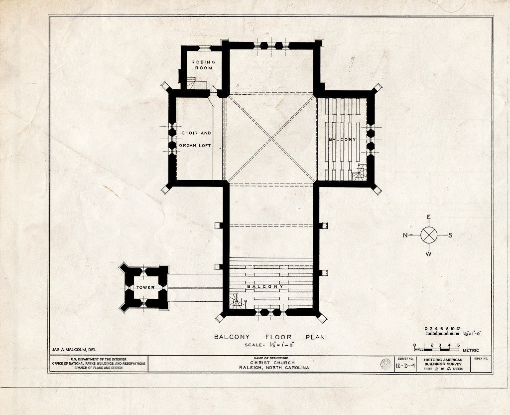 Historic Pictoric : Blueprint HABS NC,92-RAL,4- (Sheet 2 of 6) - Christ Episcopal Church, 120 East Edenton Street, Raleigh, Wake County, NC