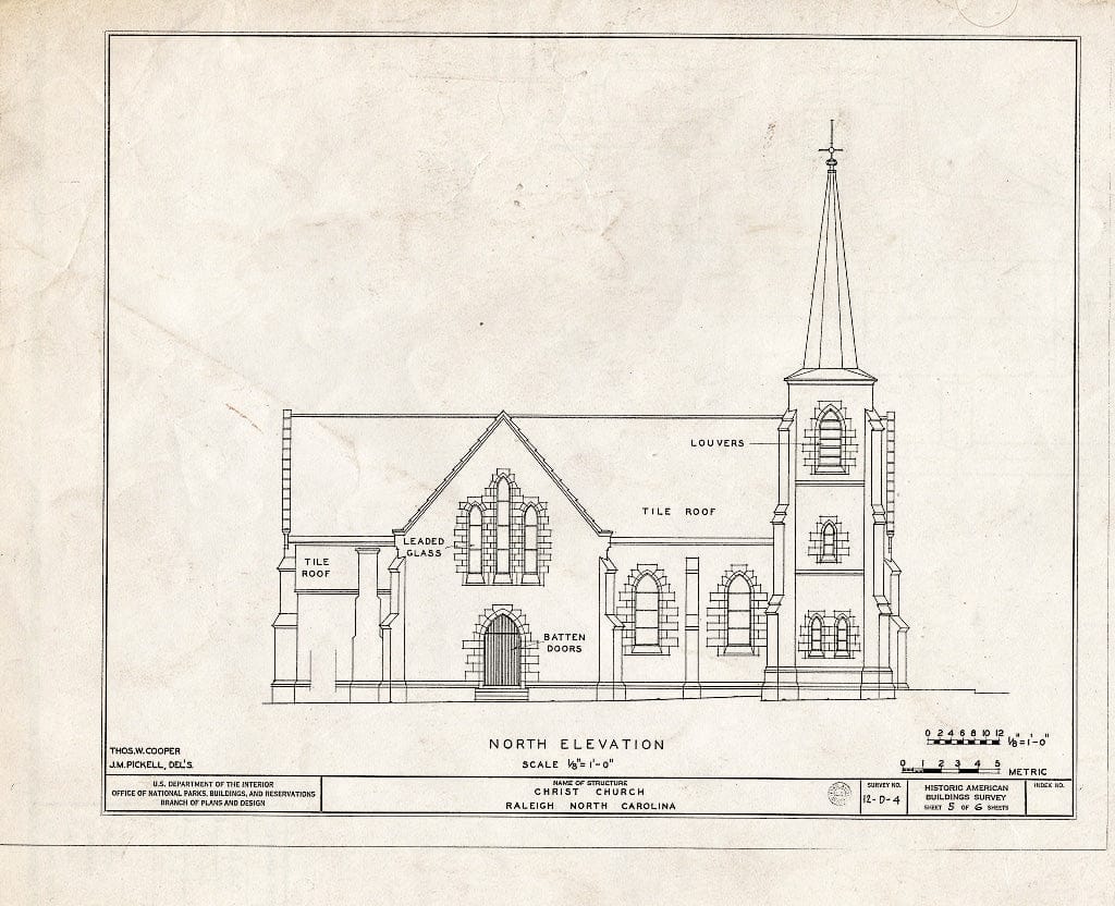 Historic Pictoric : Blueprint HABS NC,92-RAL,4- (Sheet 5 of 6) - Christ Episcopal Church, 120 East Edenton Street, Raleigh, Wake County, NC