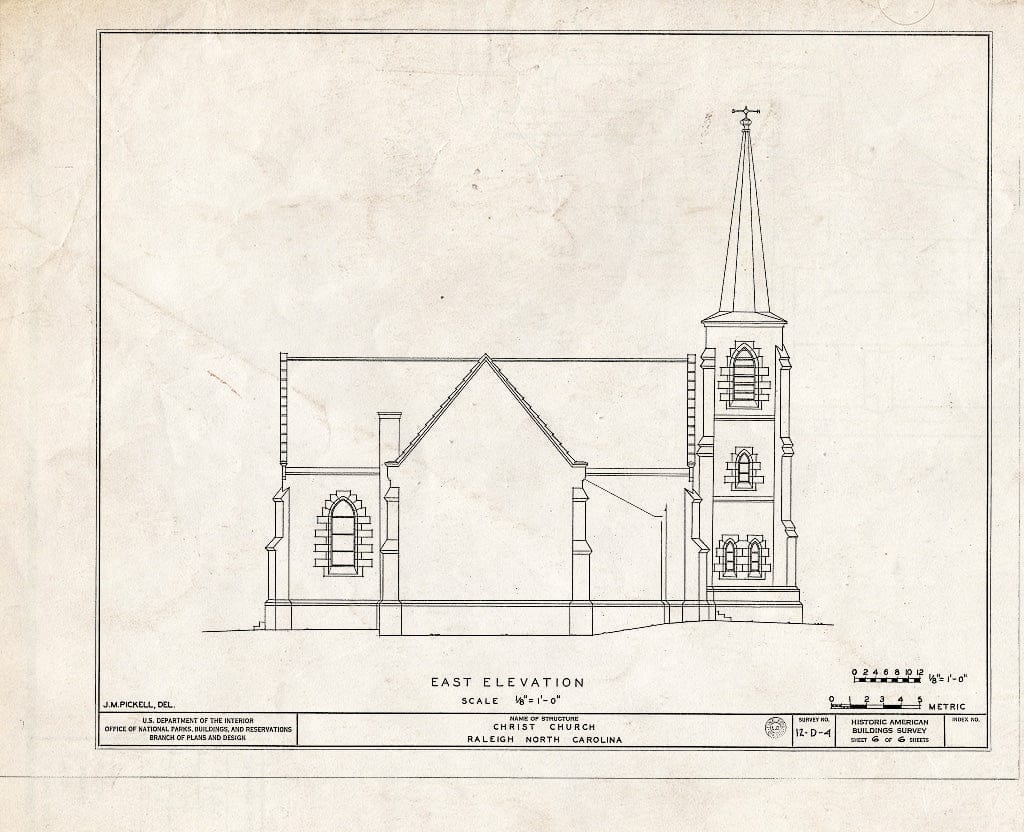 Historic Pictoric : Blueprint HABS NC,92-RAL,4- (Sheet 6 of 6) - Christ Episcopal Church, 120 East Edenton Street, Raleigh, Wake County, NC