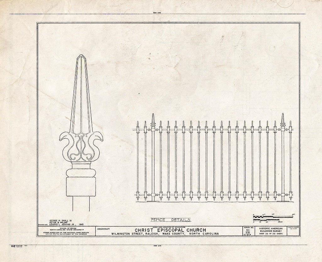 Historic Pictoric : Blueprint HABS NC,92-RAL,4- (Sheet 20 of 6) - Christ Episcopal Church, 120 East Edenton Street, Raleigh, Wake County, NC