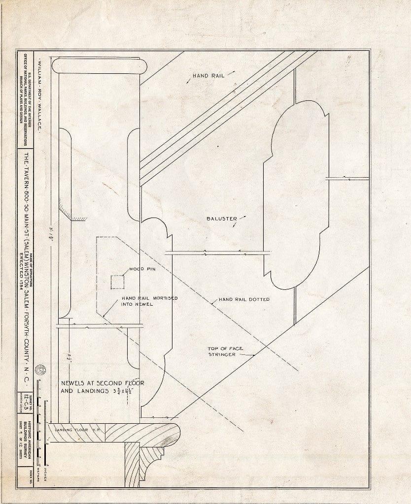 Historic Pictoric : Blueprint HABS NC,34-WINSA,4- (Sheet 9 of 12) - The Tavern, 800 South Main Street, Winston-Salem, Forsyth County, NC